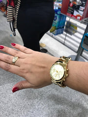 Michael Kors Runway Twist Gold Dial Gold Steel Strap Watch for Women - MK3131