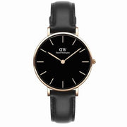 Daniel Wellington Classic Petite Reading Black Dial Black Leather Strap Watch For Women - DW00100167