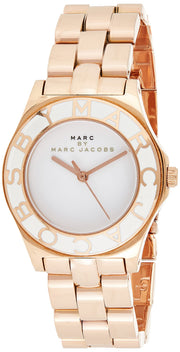 Marc Jacobs Blade White Dial Gold Steel Strap Watch for Women - MBM3075