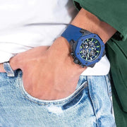 Guess Formula Multifunction Blue Dial Blue Silicone Strap Watch For Men - GW0579G3