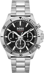 Hugo Boss Troper Chronograph Black Dial Silver Steel Strap Watch For Men - 1514057