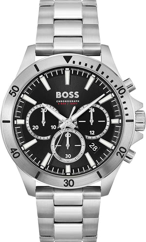Hugo Boss Troper Chronograph Black Dial Silver Steel Strap Watch For Men - 1514057