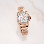 Michael Kors Camille Quartz Mother of Pearl White Dial Rose Gold Steel Strap Watch For Women - MK7364