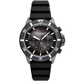 Emporio Armani Diver Chronograph Black Dial Black Silicone Strap Watch For Men - AR11515