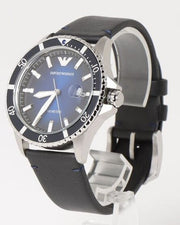 Emporio Armani Diver Three-Hand Quartz Blue Dial Blue Leather Strap Watch For Men - AR11516