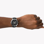 Fossil Neutra Minimalist Moonphase Black Dial Black Leather Strap Watch for Men - FS5904