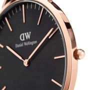 Daniel Wellington Classic York Black Dial Brown Leather Strap Watch For Men - DW00100128