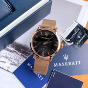 Maserati Epoca Anthracite Dial Rose Gold Mesh Bracelet Watch For Men - R8853118004