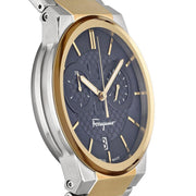 Salvatore Ferragamo Sapphire Chrono Blue Dial Two Tone Steel Strap Watch for Men - SFME00521
