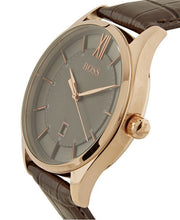 Hugo Boss Ambassador Grey Dial Brown Leather Strap Watch for Men - 1513387