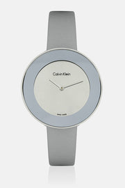 Calvin Klein Chic Silver Dial White Leather Strap Watch for Women - K7N23UP8