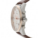 Hugo Boss Skymaster Chronograph White Dial Brown Leather Strap Watch for Men - 1513786