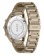 Hugo Boss Classic Chronograph Olive Green Dial Beige Gold Steel Strap Watch For Men - 1514019