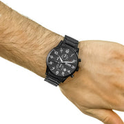 Hugo Boss Aeroliner Chronograph Black Dial Black Steel Strap Watch for Men - 1513180