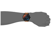 Diesel Mega Chief Chronograph Black Dial Brown Leather Strap Watch For Men - DZ4476