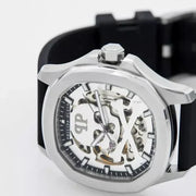 Philipp Plein High-Conic Automatic Silver Dial Black Silicone Strap Watch For Men- PWRAA0123