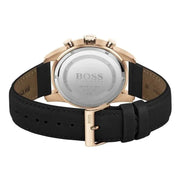 Hugo Boss Skymaster Chronograph Blue Dial Black Leather Strap Watch for Men - 1513783