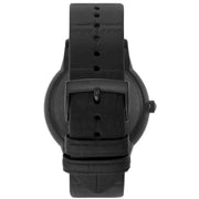 Emporio Armani Meccanico Automatic Skeleton Black Dial Black Leather Strap Watch For Men - AR60042