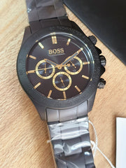 Hugo Boss Ikon Chronograph Black Dial Black Steel Strap Watch for Men - 1513278