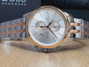 Hugo Boss Jet Chronograph Silver Dial Two Tone Steel Strap Watch for Men - 1513385