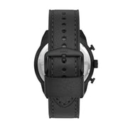 Fossil Bronson Chronograph Black Dial Black Leather Strap Watch for Men - FS5874