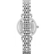Emporio Armani Gianni T Bar White Marble Dial Silver Steel Strap Watch For Women - AR11170