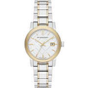 Burberry The City White Dial Two Tone Steel Strap Watch for Women - BU9115