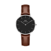Daniel Wellington Classic Petite St Mawes Black Dial Brown Leather Strap Watch For Women - DW00100237