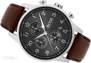Hugo Boss Navigator Chronograph Grey Dial Brown Leather Strap Watch for Men - 1513494