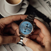 Hugo Boss Skymaster Chronograph Blue Dial Silver Steel Strap Watch for Men - 1513784