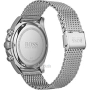 Hugo Boss Ocean Edition Chronograph Black Dial Silver Mesh Strap Watch for Men - 1513742
