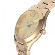 Michael Kors Mini Runway Slim Gold Dial Gold Steel Strap Watch for Women - MK3512