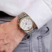 Michael Kors Lexington Silver Dial Two Tone Steel Strap Watch for Men - MK8344