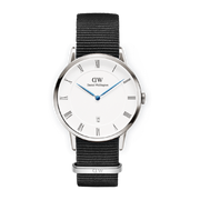 Daniel Wellington Dapper Cornwall White Dial Black Nylon Strap Watch for Women - DW00100264