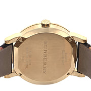 Burberry The City Gold Dial Black Leather Strap Watch for Men - BU9032
