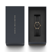 Daniel Wellington Classic Petite Pressed Ashfield Black Dial Black Mesh Bracelet Watch For Women - DW00100441