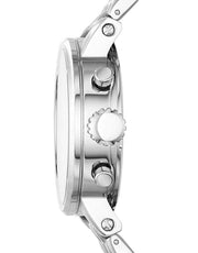 Fossil Boyfriend Chronograph Silver Dial Silver Steel Strap Watch for Women - ES2198
