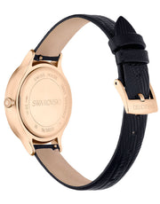 Swarovski Octea Nova Black Dial Black Leather Strap Watch for Women - 5650033