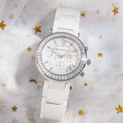 Michael Kors Parker White Dial White Leather Strap Watch for Women - MK5848