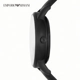Emporio Armani Meccanico Automatic Skeleton Black Dial Black Leather Strap Watch For Men - AR60042