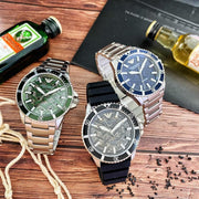 Emporio Armani Sea Explorer Meccanico Automatic Green Dial Silver Steel Strap Watch For Men - AR60061