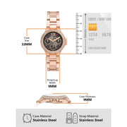 Michael Kors Camille Chronograph Grey Dial Rose Gold Steel Strap Watch For Women - MK6983