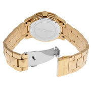 Michael Kors Runway Three Hand Green Dial Gold Steel Strap Watch For Women - MK7390