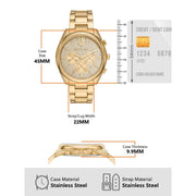 Michael Kors Janelle Chronograph Gold Dial Gold Steel Strap Watch For Men - MK8995