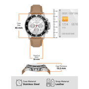 Michael Kors Everest Analog White Dial Brown Leather Strap Watch For Men - MK9092