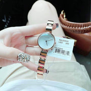 Calvin Klein Wavy White Dial Rose Gold Steel Strap Watch for Women - K9U23646