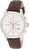 Hugo Boss Jet Chronograph Silver Dial Brown Leather Strap Watch for Men - 1513280