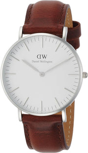Daniel Wellington St Mawes White Dial Brown Leather Strap Watch For Men - DW00100052