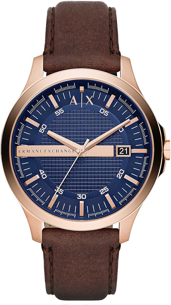 Armani Exchange Hampton Chronograph Blue Dial Brown Leather Strap Watch For Men - AX2172