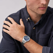 Fossil Neutra Chronograph Blue Dial Silver Steel Strap Watch for Men - FS6025